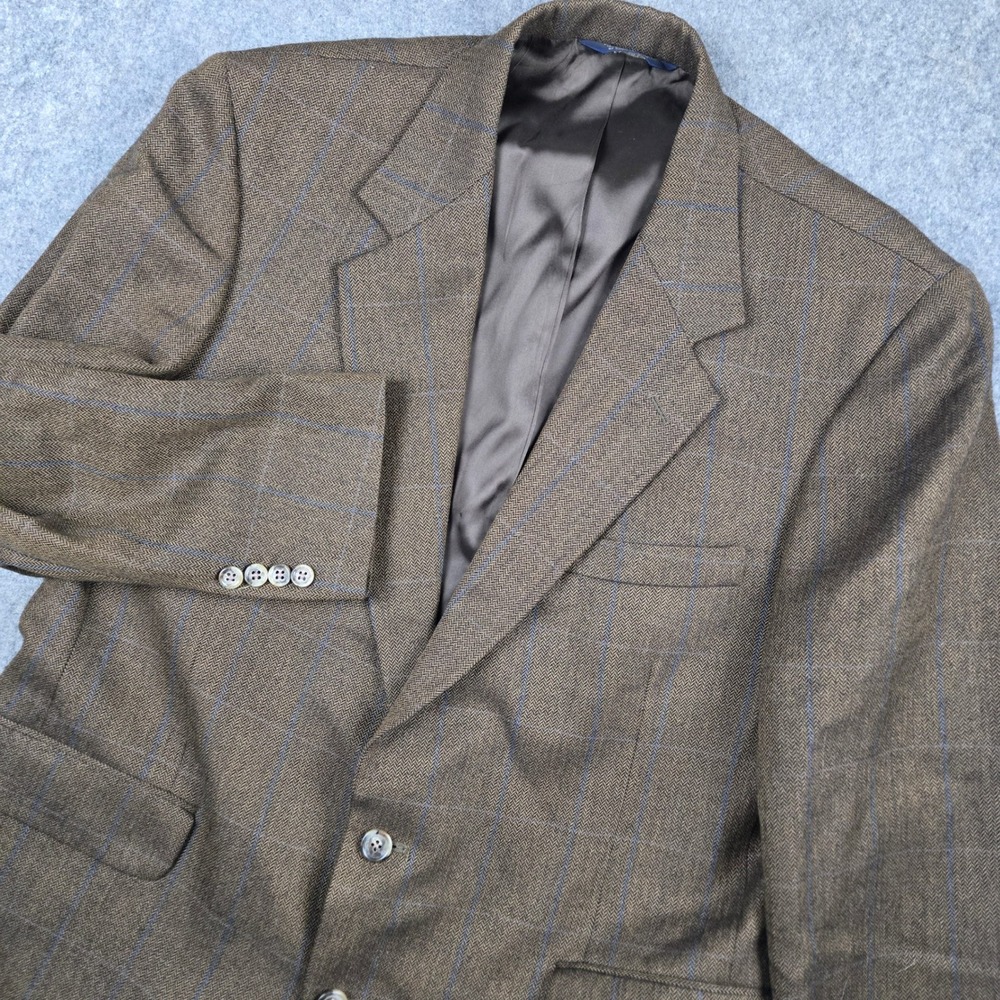 Nordstrom Loro Piana Blazer Mens 44R Brown Camel Hair Herringbone Sport Coat USA